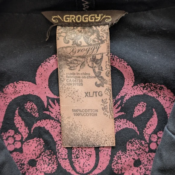 Vintage Groggy Women's Extra Large Black Boho Hippe Button Up Coat - Picture 4 of 5